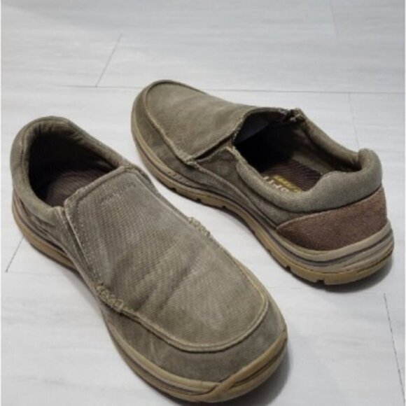 𝅺SKETCHERS Mens Expected Avillo Canvas/Suede Loafer - Picture 1 of 12